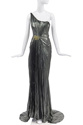 Lot 108 - A Roberto Cavalli green lamé evening gown, 2000s