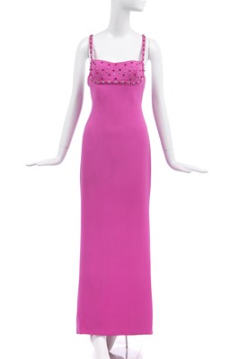 Lot 134 - A Versace fuchsia-pink silk-crêpe evening gown, 1998