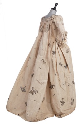 Lot 291 - A brocaded silk robe à la Française, the fabric 1740s-early 1750s, but later altered