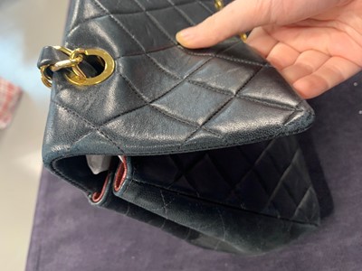 Lot 4 - A Chanel quilted navy lambskin leather jumbo flap bag, circa 1994-96