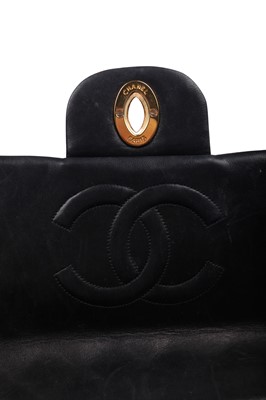 Lot 4 - A Chanel quilted navy lambskin leather jumbo flap bag, circa 1994-96
