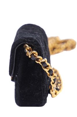 Lot 1 - A Chanel micro mini quilted velvet bag, 1980s-90s