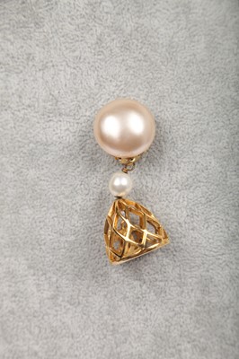 Lot 21 - A rare pair of Chanel 'birdcage' 'bell' clip-on earrings, circa 1990