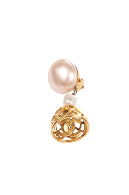 Lot 21 - A rare pair of Chanel 'birdcage' 'bell' clip-on earrings, circa 1990