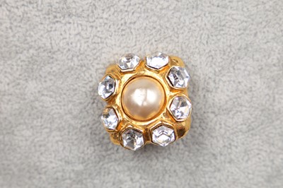 Lot 23 - A pair of Chanel gilt metal earrings with cut brilliants, circa 1990