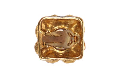 Lot 23 - A pair of Chanel gilt metal earrings with cut brilliants, circa 1990