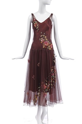 Lot 104 - A Dior by John Galliano embroidered brown tulle dress, Autumn-Winter 2005-06