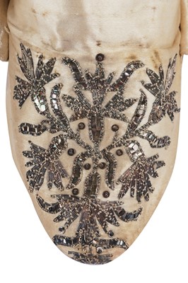 Lot 288 - A pair of embroidered satin shoes, 1770-80