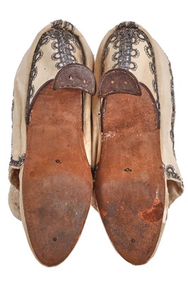 Lot 288 - A pair of embroidered satin shoes, 1770-80