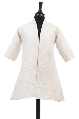Lot 289 - A quilted linen bed robe, probably Irish, circa 1750