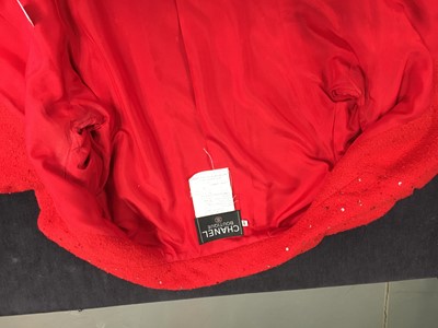Lot 17 - A Chanel cherry-red bouclé wool suit, Autumn-Winter 1993-94