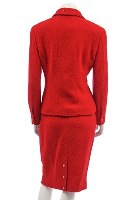 Lot 17 - A Chanel cherry-red bouclé wool suit, Autumn-Winter 1993-94