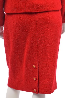 Lot 17 - A Chanel cherry-red bouclé wool suit, Autumn-Winter 1993-94