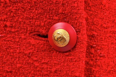 Lot 17 - A Chanel cherry-red bouclé wool suit, Autumn-Winter 1993-94