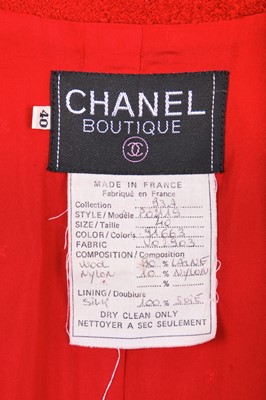 Lot 17 - A Chanel cherry-red bouclé wool suit, Autumn-Winter 1993-94