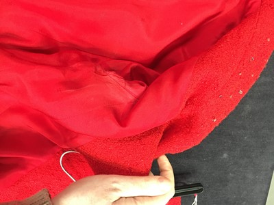 Lot 17 - A Chanel cherry-red bouclé wool suit, Autumn-Winter 1993-94