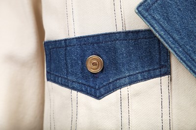Lot 34 - A Chanel two-tone cotton-denim suit, 1980s