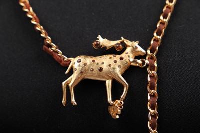 Lot 11 - A Chanel gilt metal woven brown suede chain necklace/belt, Autumn-Winter 2001-02