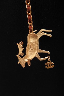 Lot 11 - A Chanel gilt metal woven brown suede chain necklace/belt, Autumn-Winter 2001-02