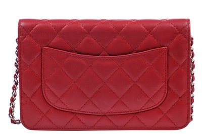 Lot 4 - A Chanel quilted red lambskin leather WOC, 2014
