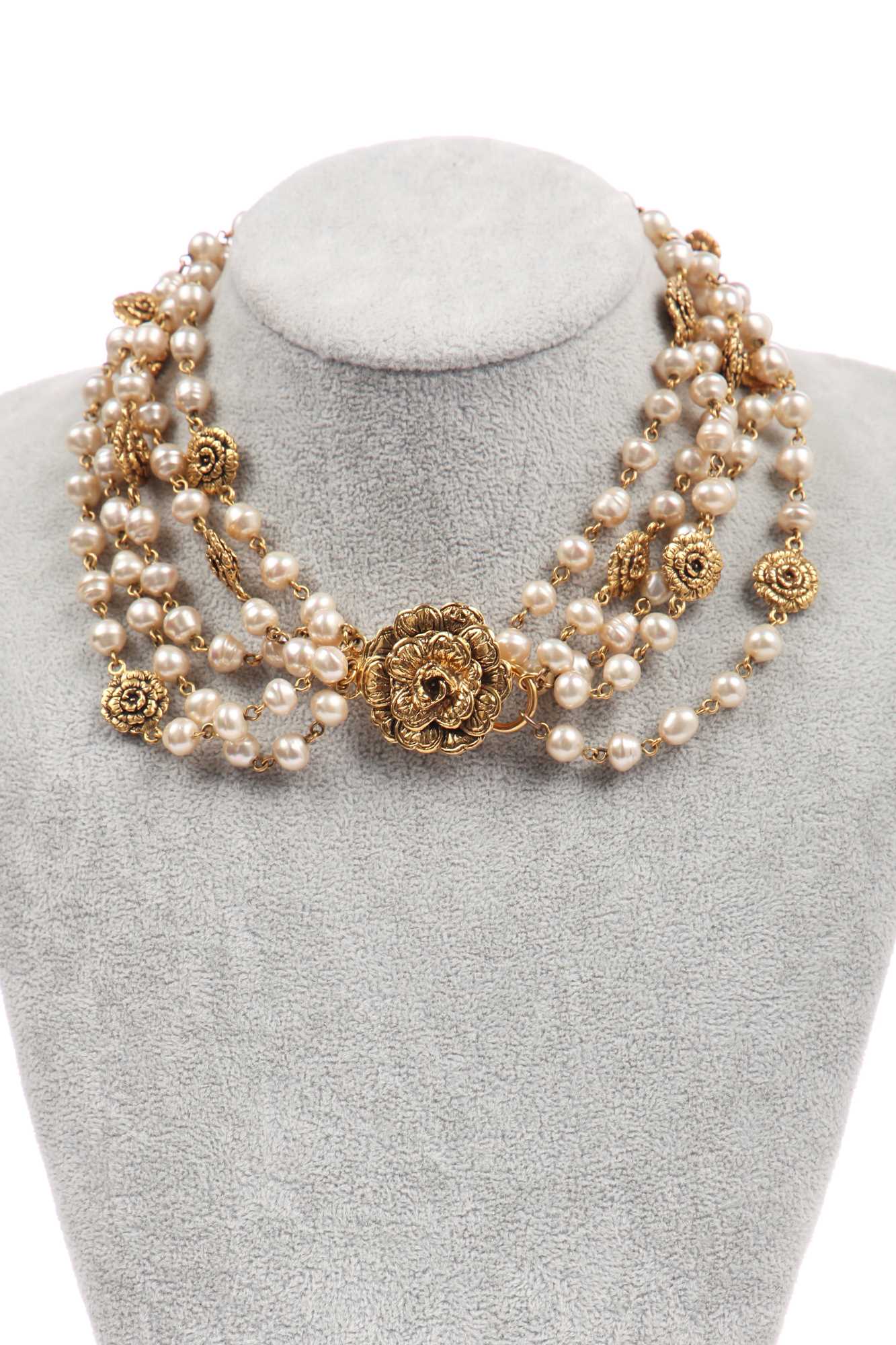 Lot 33 - A Chanel five-strand choker necklace, circa 1980s