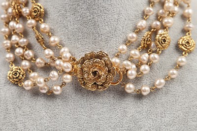 Lot 33 - A Chanel five-strand choker necklace, circa 1980s