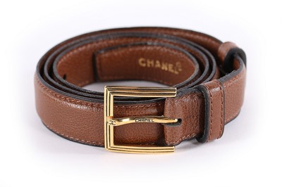 Lot 25 - Three Chanel leather belts, 1980s, stamped,...