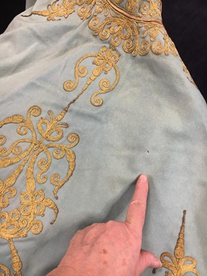 Lot 413 - An Alfred Manning of Dublin black velvet evening gown with three bodices, circa 1900