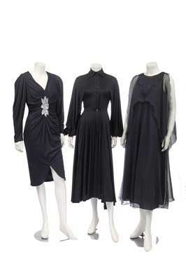 Lot 267 - A group of clothing in shades of purple, black and blue, 1970s-early 1980s