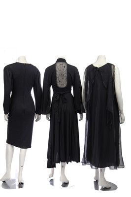 Lot 267 - A group of clothing in shades of purple, black and blue, 1970s-early 1980s