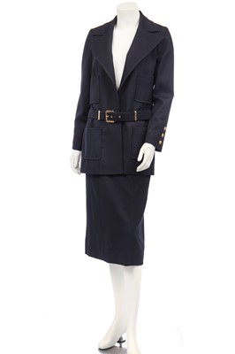 Lot 36 - A Chanel navy wool suit, 1990s