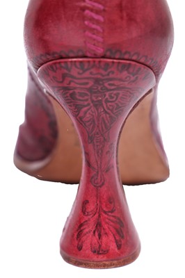 Lot 88 - A pair of Caroline Groves painted handmade boots, modern