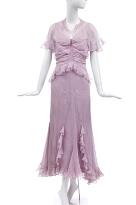 Lot 256 - A Jean Patou couture pale lilac chiffon dress, circa 1931