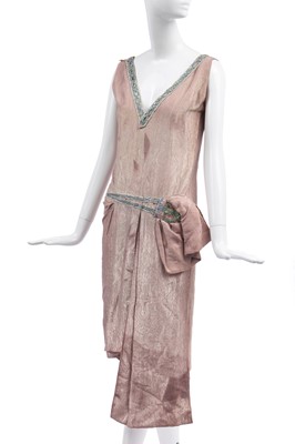 Lot 257 - A Maison Worth couture silver and pink lamé cocktail dress, circa 1926