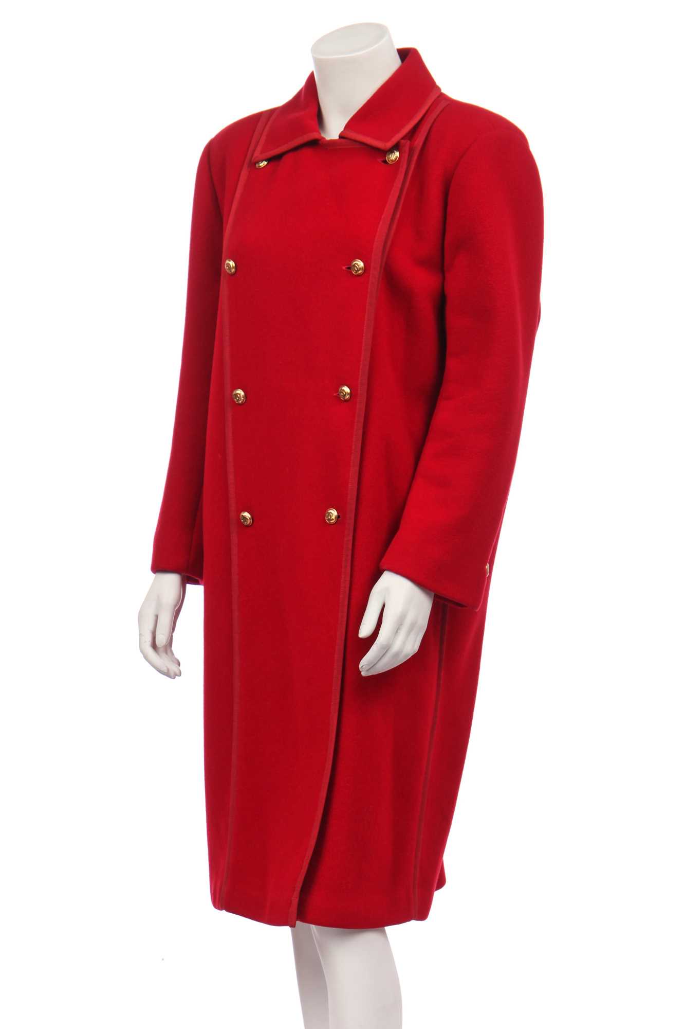 Lot 40 - A Chanel red wool mid-length coat, 1980s-early 1990s