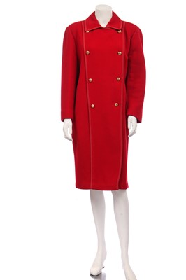 Lot 40 - A Chanel red wool mid-length coat, 1980s-early 1990s