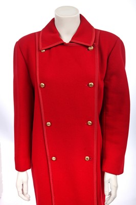 Lot 40 - A Chanel red wool mid-length coat, 1980s-early 1990s