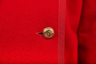 Lot 40 - A Chanel red wool mid-length coat, 1980s-early 1990s