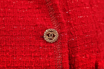 Lot 32 - A Chanel red bouclé wool suit, Autumn-Winter 1983-84