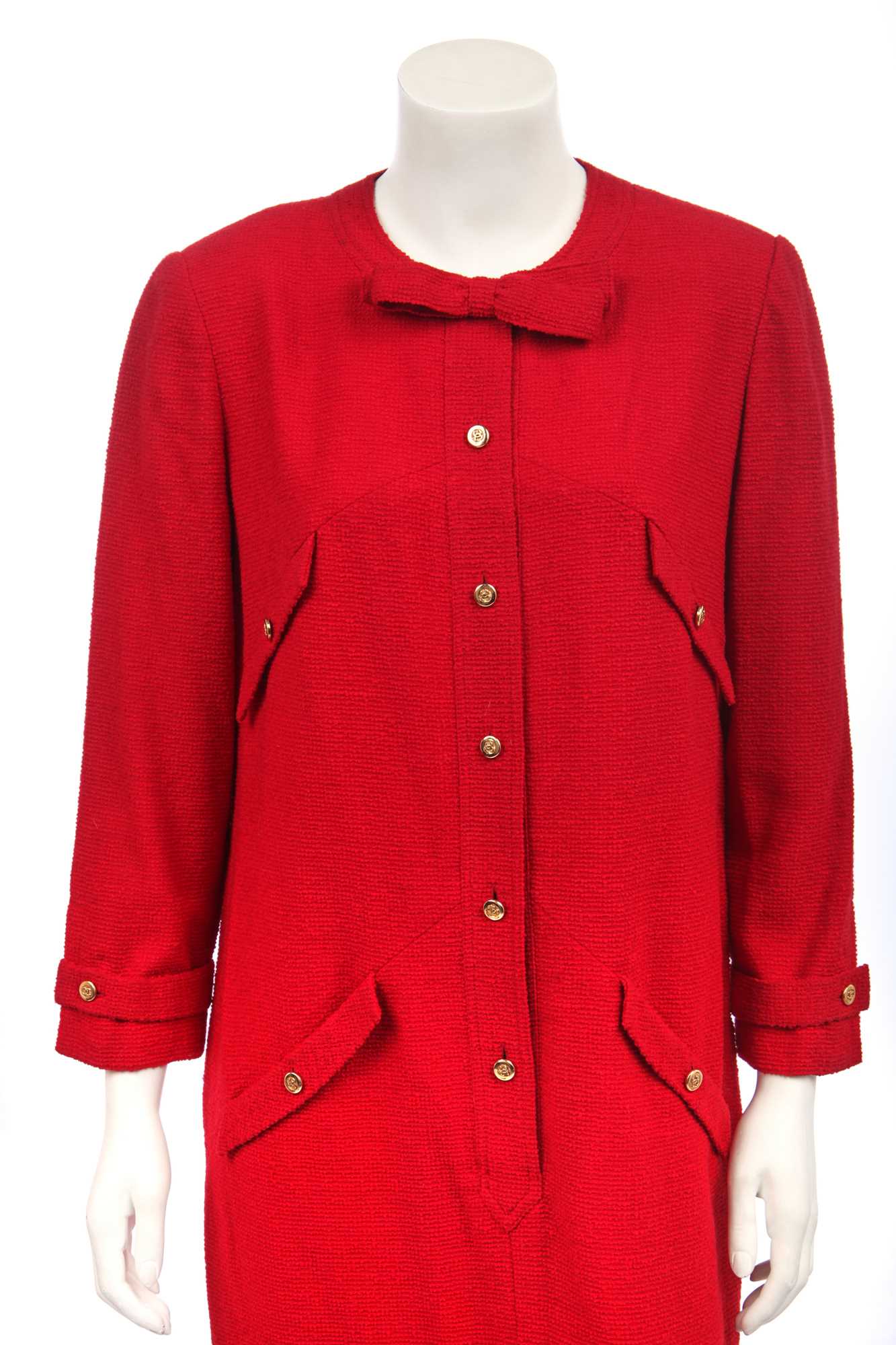 Lot 41 - A Chanel red wool dress, 1980s