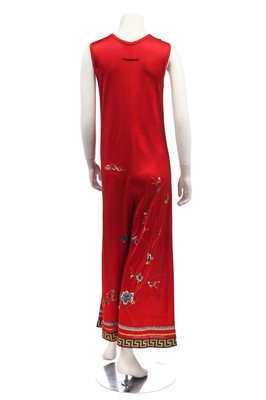 Lot 193 - A Jean Paul Gaultier embroidered red jersey jumpsuit, circa 1994