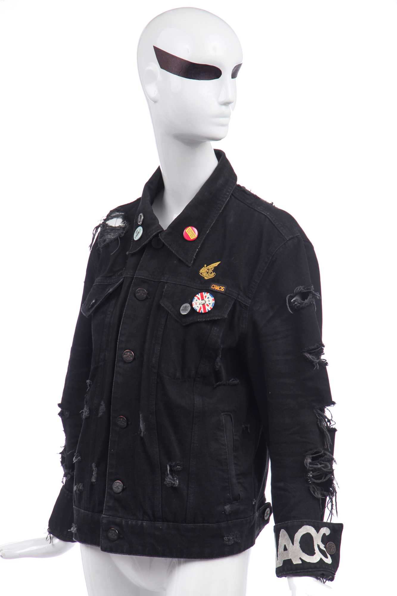 Lot 75 - Jordan's Vivienne Westwood frayed black denim jacket, modern