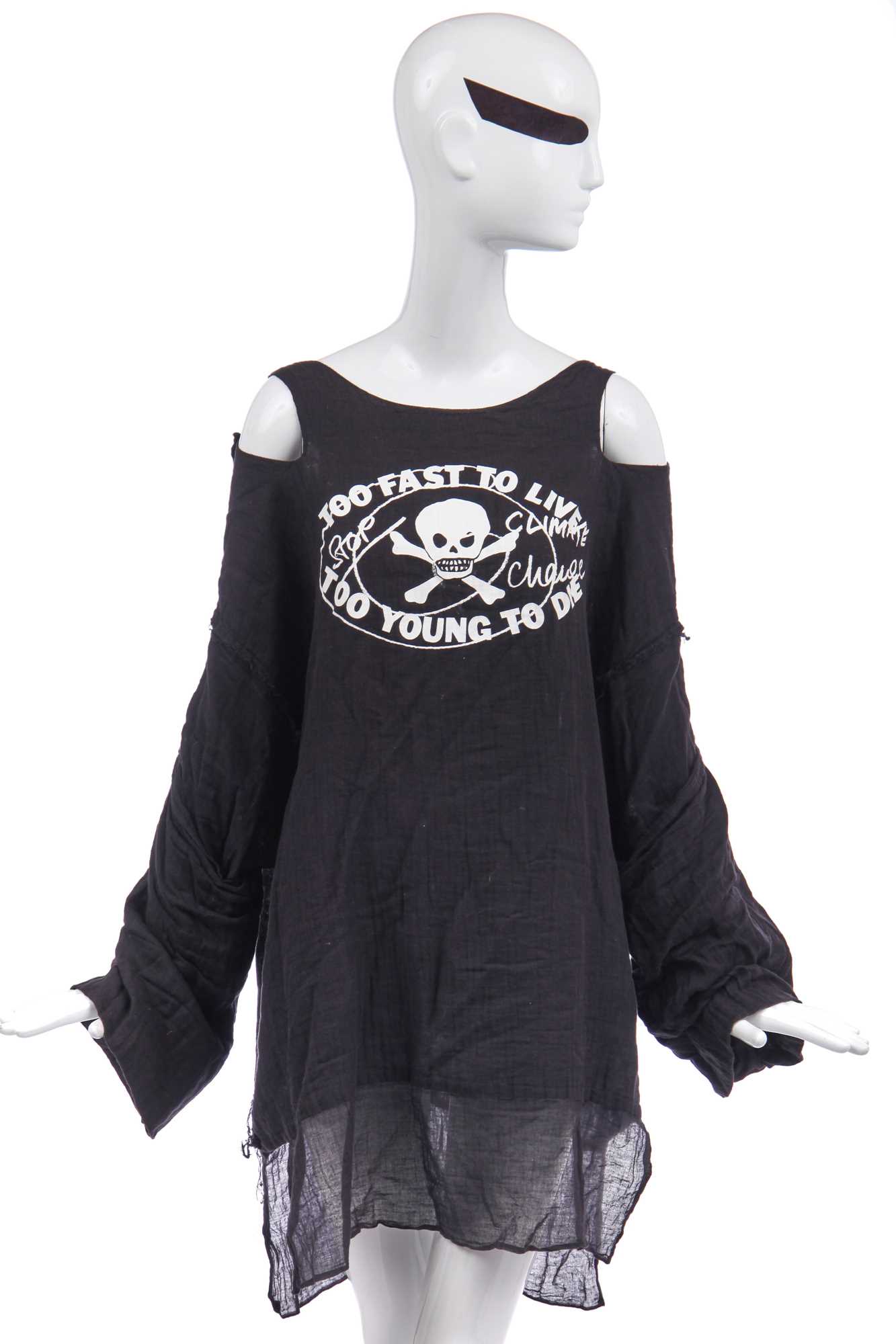 Lot 89 - Jordan's Vivienne Westwood 'Too Fast To Live, Too Young To Die' black muslin bondage shirt, modern