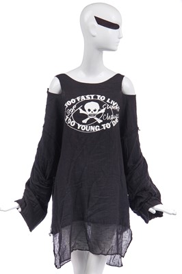 Lot 89 - Jordan's Vivienne Westwood 'Too Fast To Live, Too Young To Die' black muslin bondage shirt, modern