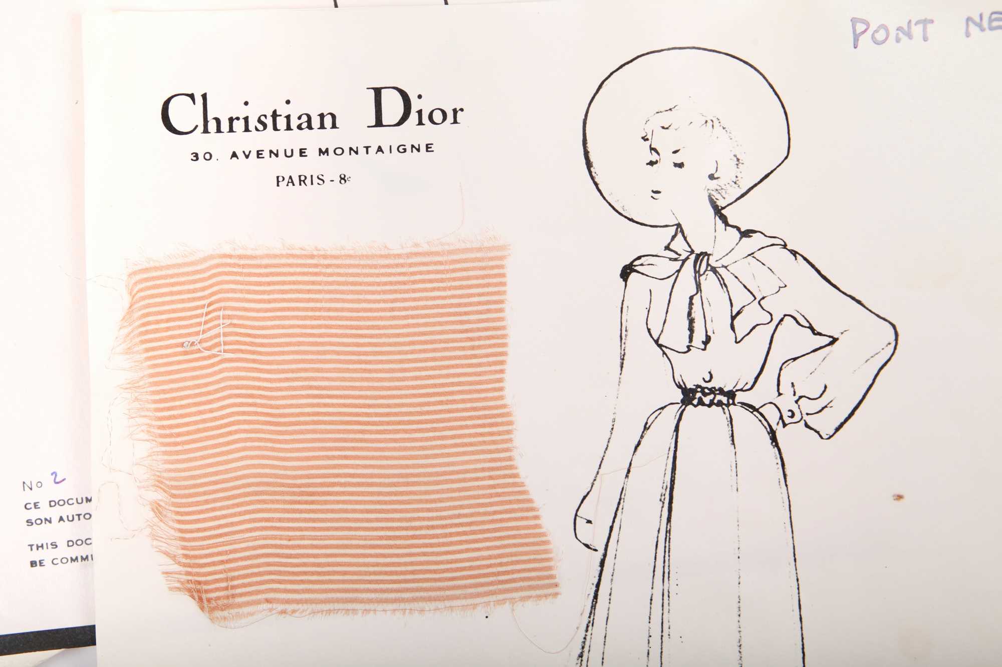 Lot 248 - Christian Dior couture fashion sketches, 'Trompe l'Oeil line, Spring-Summer 1949