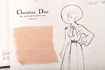 Lot 248 - Christian Dior couture fashion sketches, 'Trompe l'Oeil line, Spring-Summer 1949