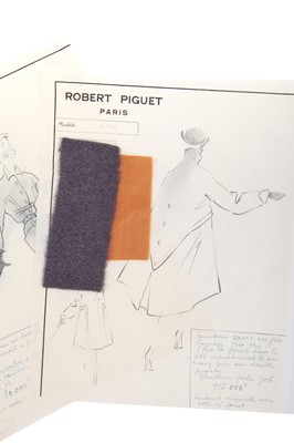 Lot 242 - Robert Piguet couture fashion sketches, probably Autumn-Winter 1949 and Spring-Summer 1950