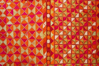 Lot 477 - A group of Phulkari shawls, head covers, Punjab, Pakistan, 20th century