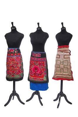 Lot 497 - A group of embroidered baby carriers, panels, baby accessories, mainly Miao People, Guizhou Province, China, late 20th century