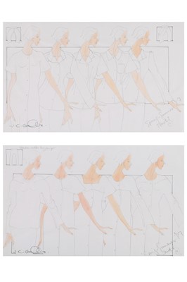 Lot 167 - John Galliano original studio sketches, Spring-Summer 1987
